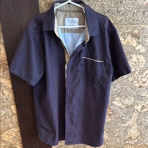 Blue Polka Dot Button Down Shirt with Classic Collar